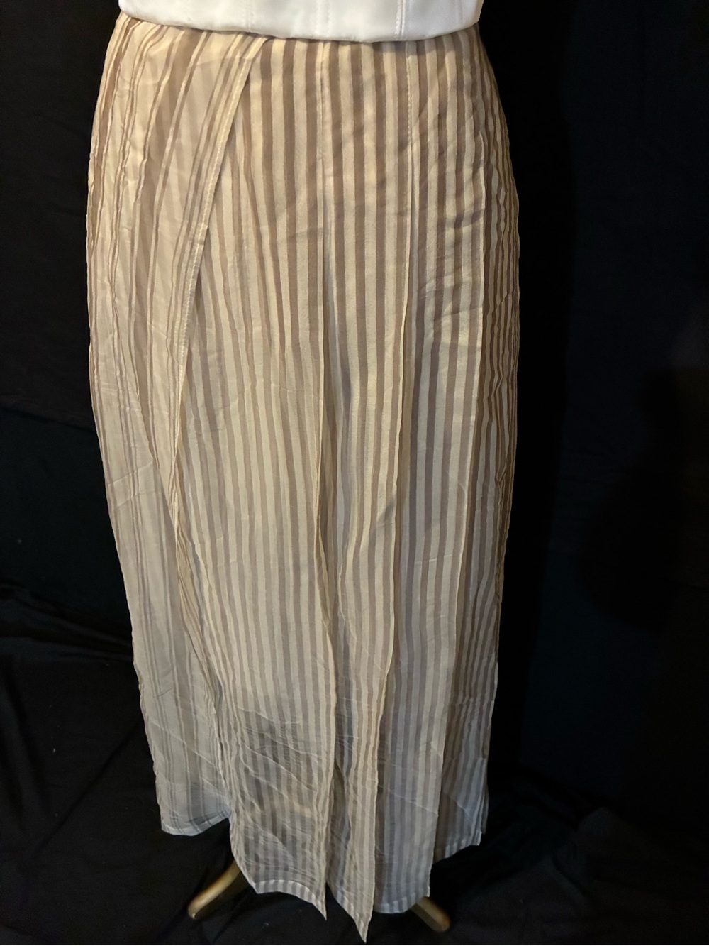 Brunello Cucinelli Silk Cream Tan Pleated Maxi Skirt 8 NWT Made in Italy - Picture 7 of 16